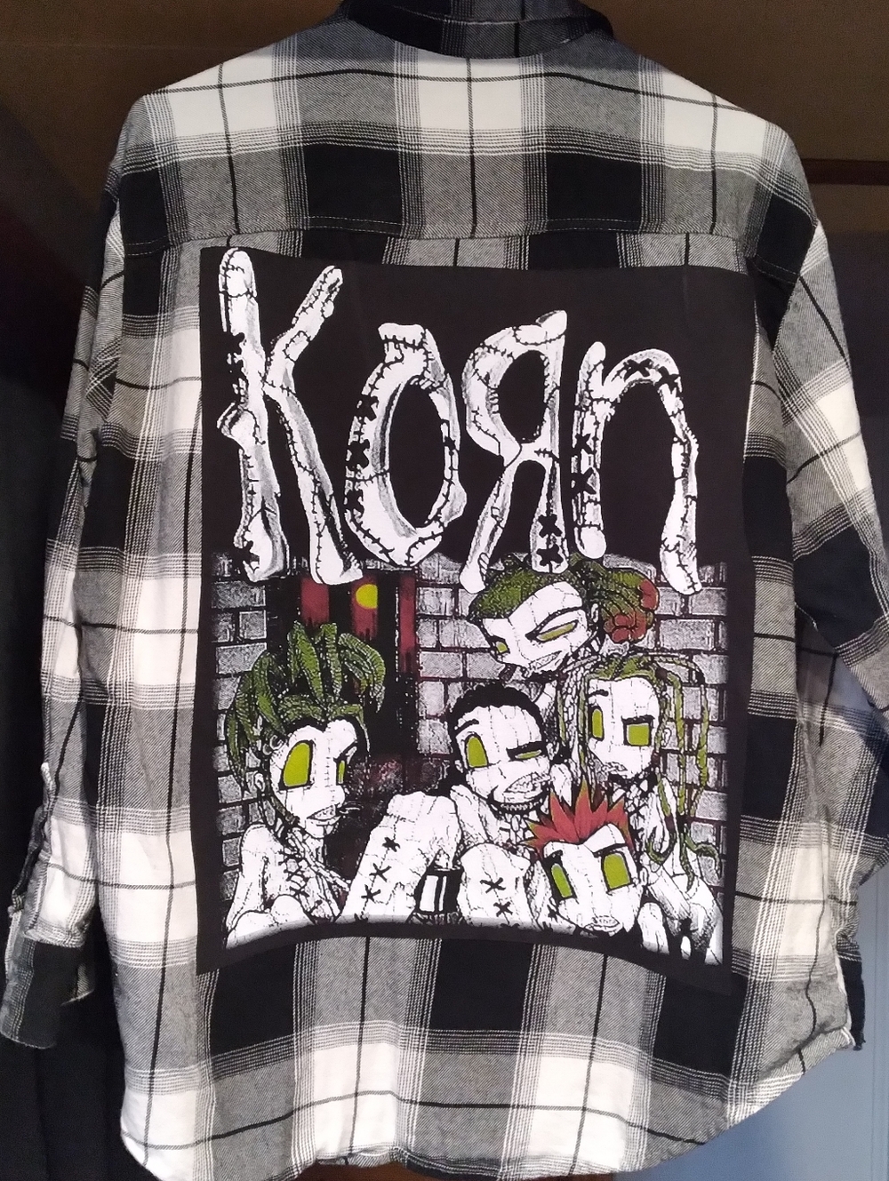 Upcycled Flannel Shirt W/ Custom KORN back Patch